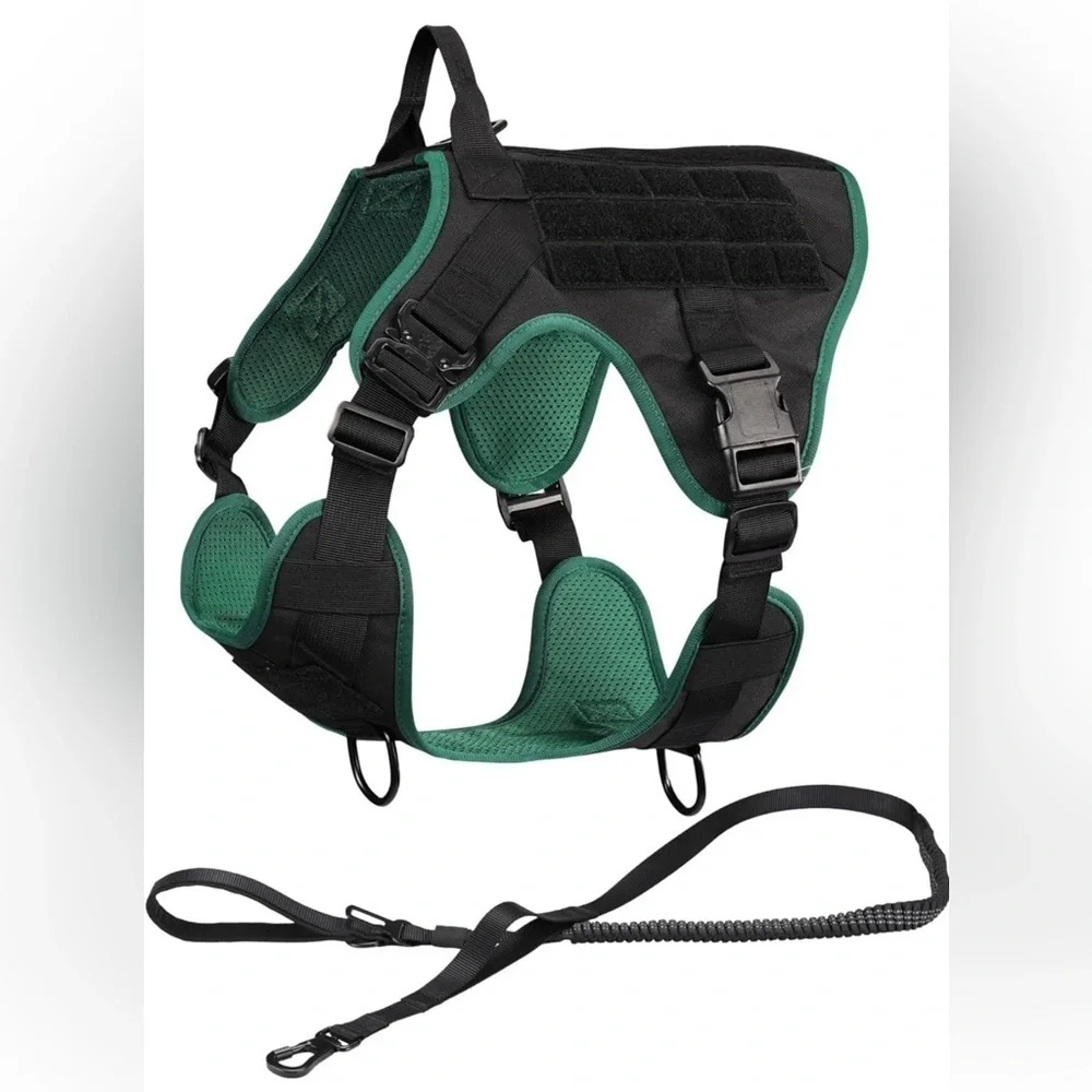 Tactical Dog Harness and Vest Set - Strong & Adjustable Fit with Metal D Ring